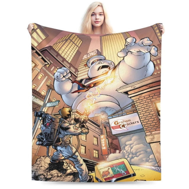 Manta de franela de dibujos animados de Los Cazafantasmas, manta de felpa suave y acogedora para todas las estaciones para niños y niñas, manta cálida y ligera para sofá cama o sofá de 40 x 30