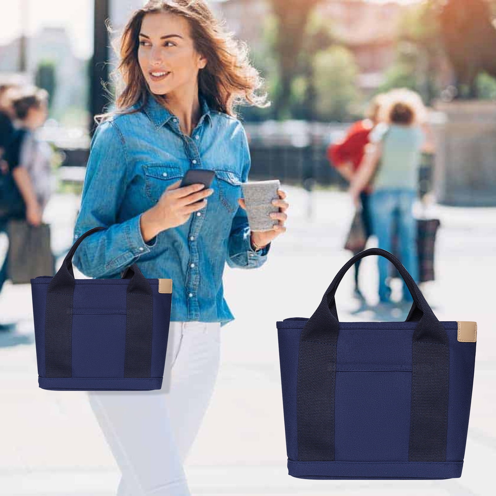 SMihono Closet Organizers and Storage for Clothes Fashion Canvas Bag Tote Bag Storage Bag Multi Pocket Handbag Handle Bag Storage Trunks and Bag