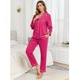 thumbnail image 3 of EA'S SECRET Womens 100% Cotton Pajama Sets Long Sleeve Sleepwear Soft Button Down Loungewear Nightwear Pjs Set with Pocket S-XXL(Hot Pink,L), 3 of 8
