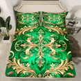 thumbnail image 2 of Erosebridal Gold Damask Bed Sheets Queen,Boho Bohemain Flower Bedding Queen Size,Vintage Florals Sheet Set Queen For Men Women,Breathable Room Decor，4-Piece, 2 of 8