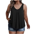thumbnail image 3 of DDAPJ pyju Womens Plus Size Tank Tops Sleeveless Hide Belly Shirt Flowy Pleated Tunics Summer Casual Blouses Black XL, 3 of 6