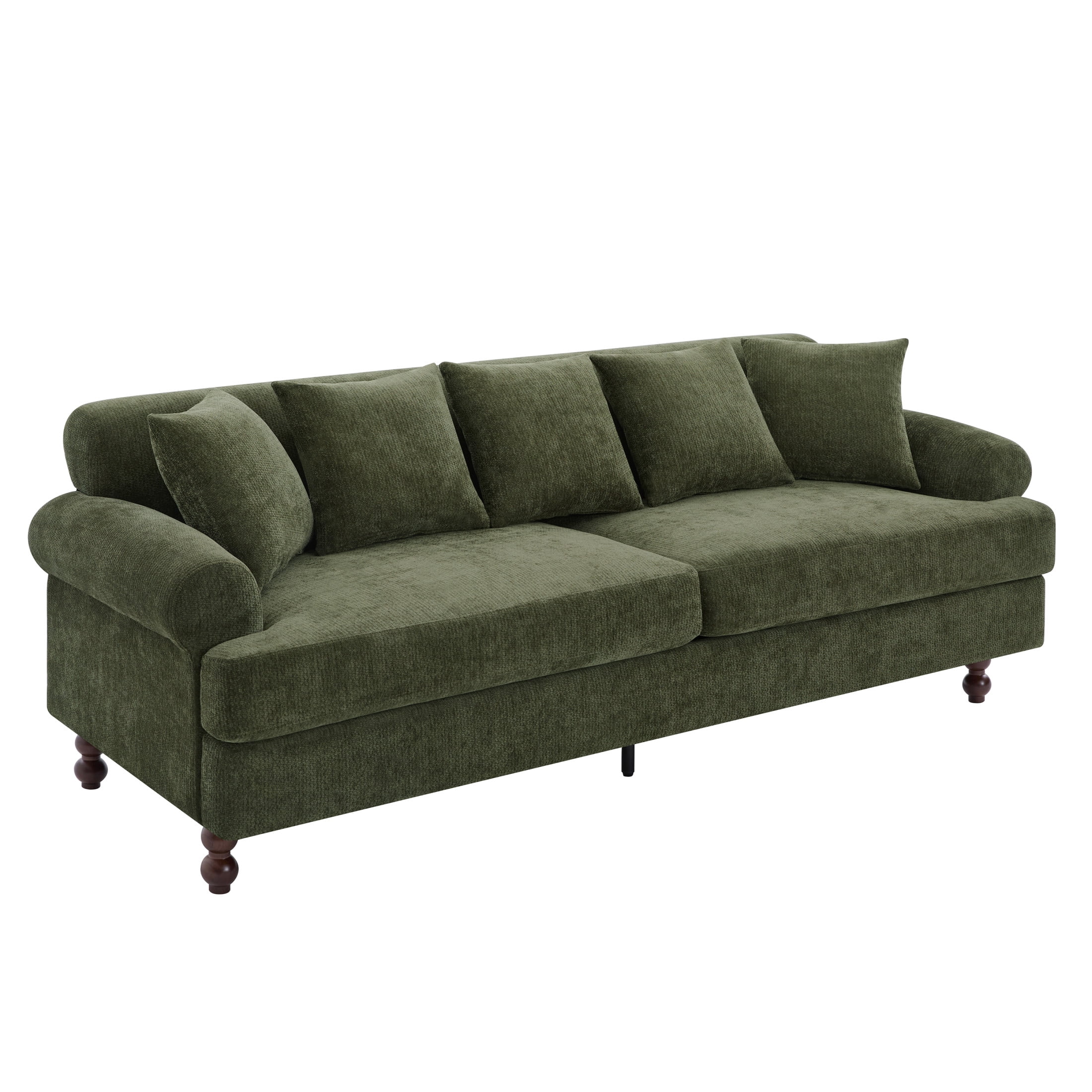 Christopher Knight Home 81.5" Chenille Upholstered Sofa, Modern 3 Seater Couch with Pillows, Green