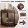 thumbnail image 2 of Aufeile End Table Set of 2, Narrow Fluted Boho Wood Side Table with Storage Shelf, Small Space Accent Table, Walnut, 2 of 8
