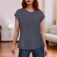 thumbnail image 2 of Women Blouses Womens Athletic Shirts Loose Fit Raglan Tee Christmas Women Shirt Mesh Shirt Womens Camp Shirts Short Sleeve Ladies Short Sleeve T V Neck Workout Summer Attire 2022 Grey M, 2 of 5