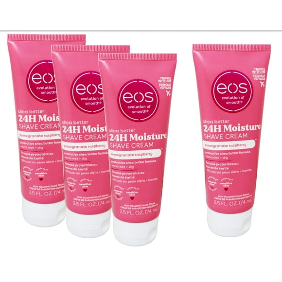 4 Pack eos Shave Cream Pomegranate Raspberry, 2.5 oz each