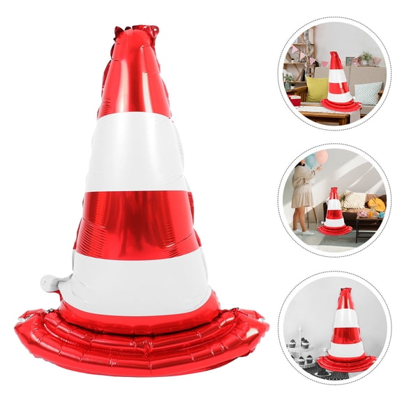 LOLIPPYY 2Pcs Lightweight Self Standing Traffic Barricade Foil Balloons for Event Party Decor