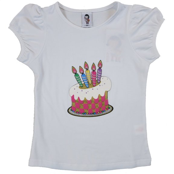 Wenchoice Girl'S White Birthday Cake Tee XL(7Y-8Y)