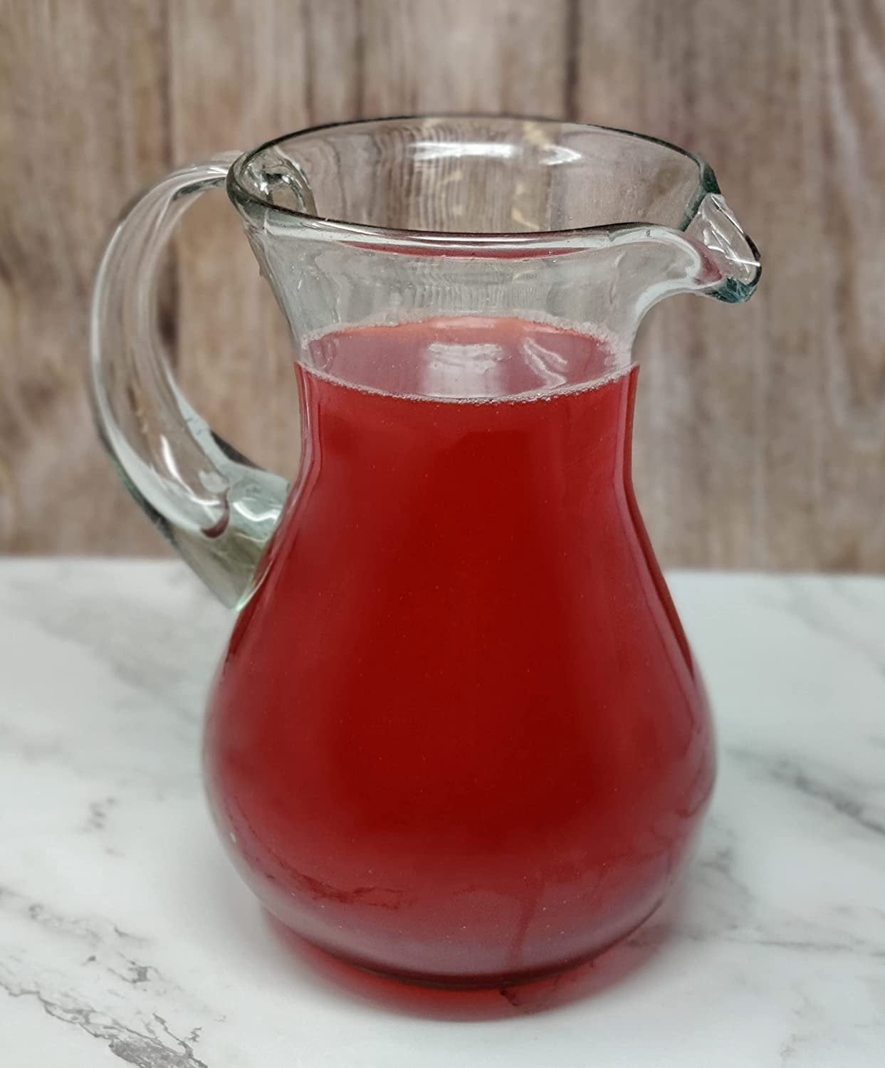 Mexican Hand Blown Glass Pitcher  Natural Clear Design 84 oz
