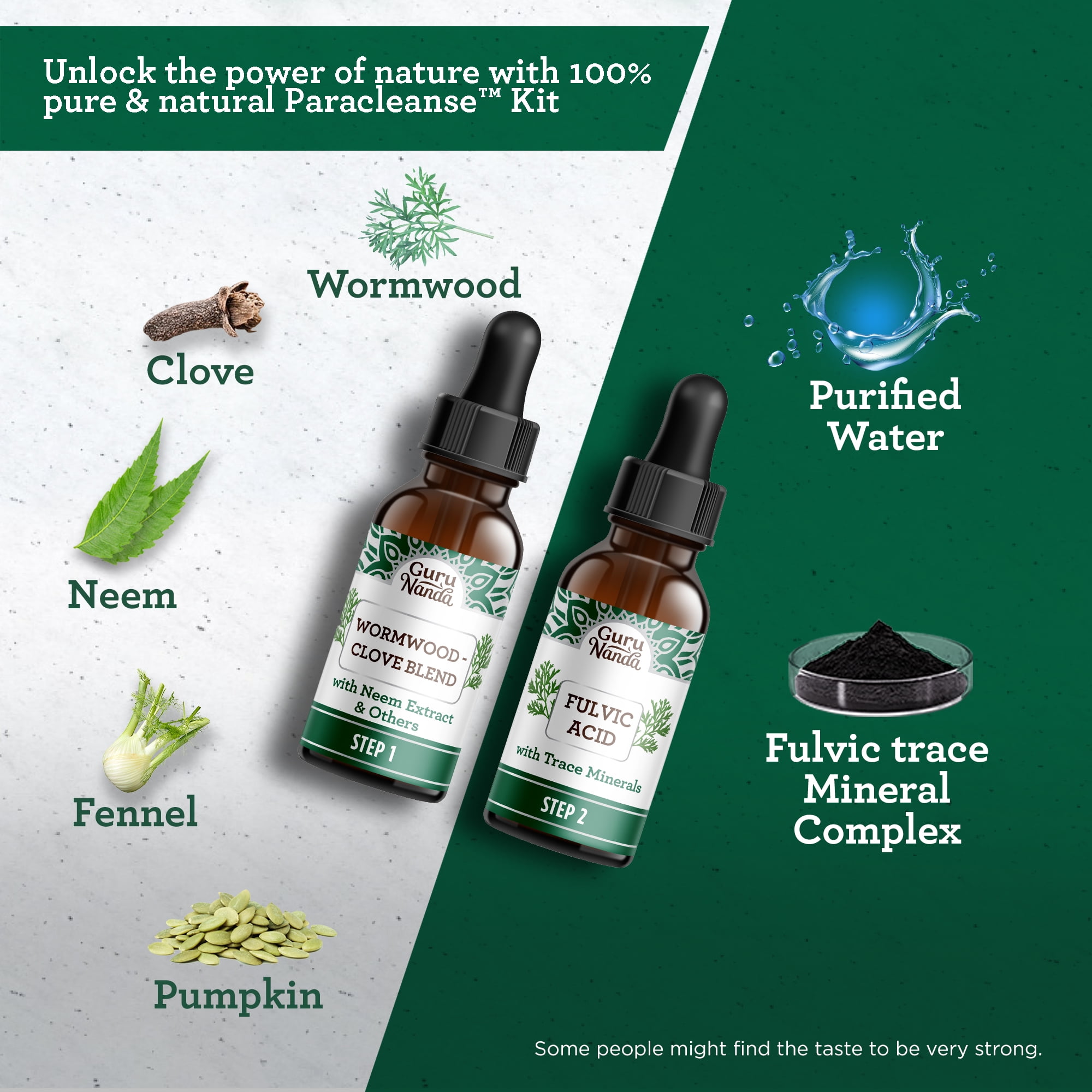 GuruNanda Paracleanse 2-Step Liquid Supplement - Wormwood & Neem for Digestive Support - 1 fl oz