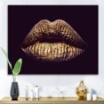 thumbnail image 2 of Designart ' Sexy Golden Metallized Woman Lips II ' Modern Canvas Wall Art Print, 2 of 4