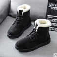 thumbnail image 2 of Botas cortas de mujer de invierno con punta redonda y cordones de algodón Botas de nieve planas para mujer con forro polar Botas cálidas para mujer, 2 of 6