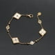 thumbnail image 2 of Pulsera de oro de 18 quilates con trébol de cuatro hojas y tres flores, joyería vintage para niñas, 2 of 6