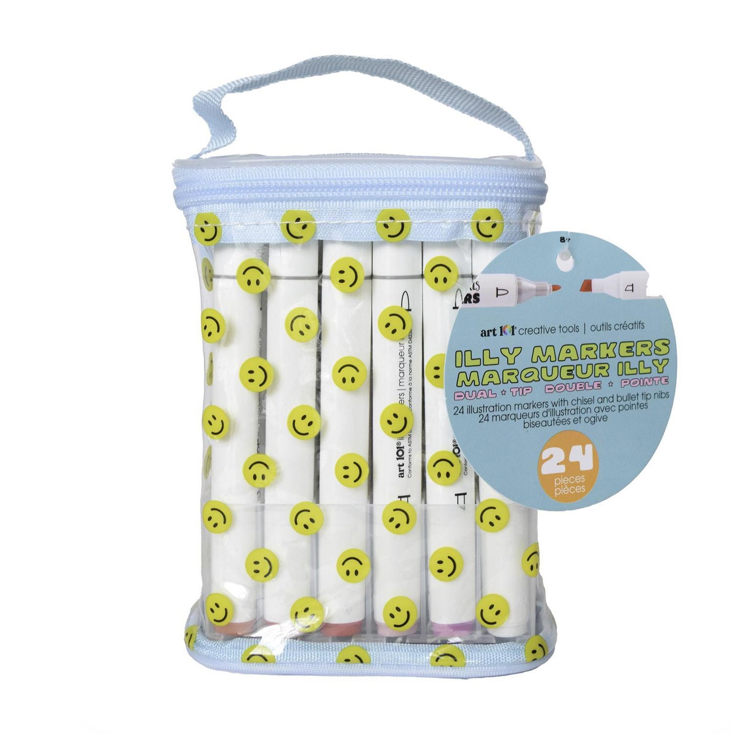 Art 101 Illy Marker Bag, Smiley Face Edition with 24 Pieces