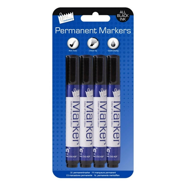 Just Stationery Chisel Tip Black Permanent Marker (Pack Of 4)