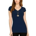 thumbnail image 4 of Made by Johnny Women's Basic Fitted Short Sleeve V-Neck T Shirt XL NAVY, 4 of 6