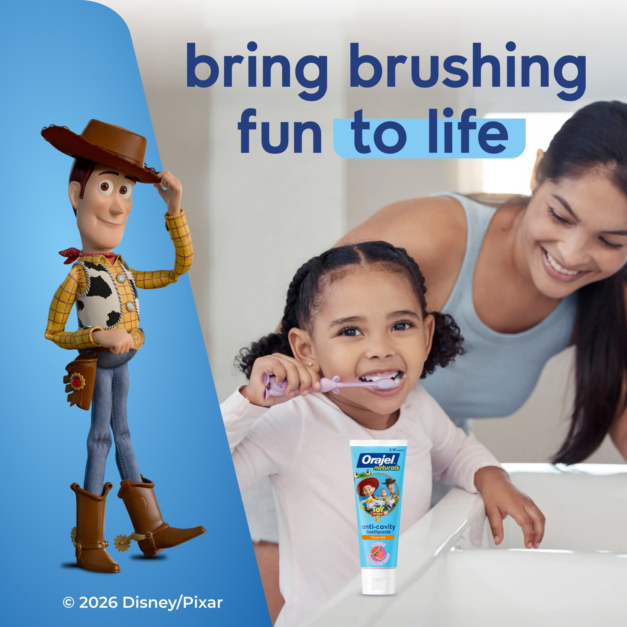 Orajel Naturals Toy Story 5 Anti-Cavity Fluoride Toothpaste, Natural Watermelon Flavor, 5.8 oz