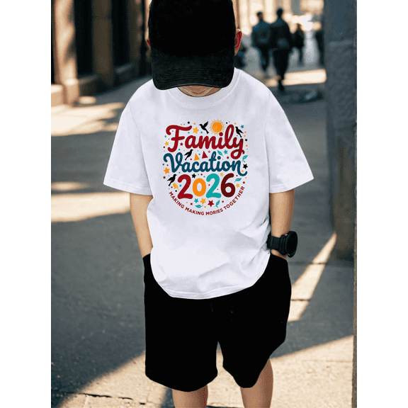 MAWOTEA [Slim Fit] Family Vacation 2026 Making Memories Together Printed T Shirt For Family Travel Outing