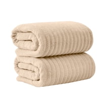 Great Bay Home Quick Dry Ribbed 2-Pack Extra Large Bath Sheet Set, 35” x 68”, Dune