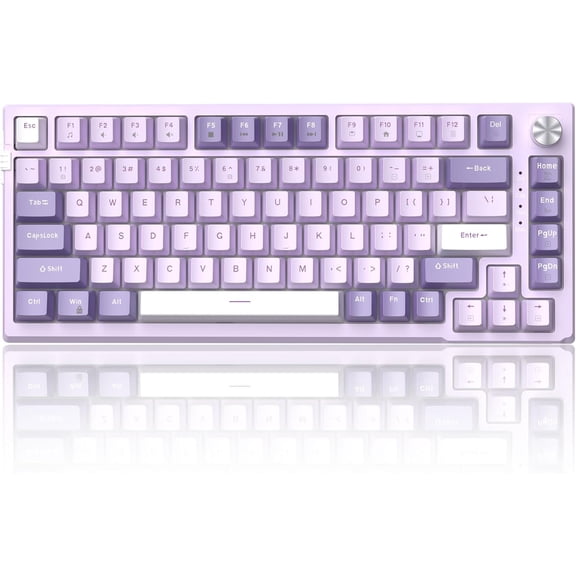 MageGee SKY81 75% Mechanical Gaming Keyboard, Hot Swappable Wired Custom Creamy Keyboards with 5-Layer Sound Dampening, Knob Control, RGB Backlit, NKRO for Win/Mac (Ice Sea Blue, Pink Bear Switch)