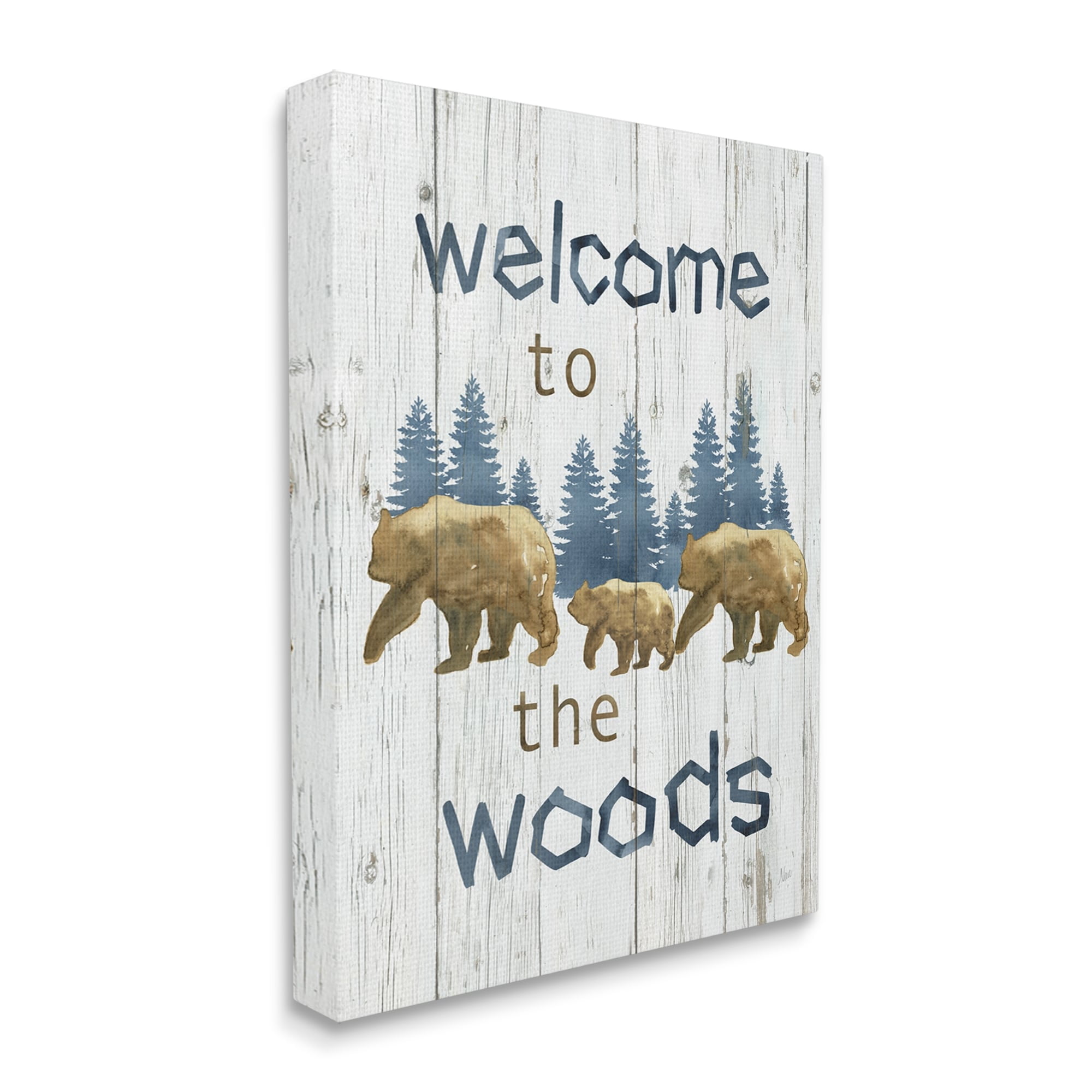 Stupell Industries Rustic Welcome To Woods Bears Trees Silhouette , 24 x 30, Design by Nan