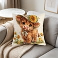 thumbnail image 4 of Bomd Highland Cow Decorative Throw Pillow Covers , Decorative Floral Farm Animal Design, Modern Square Home Decorative Pillowcases Cushion Cases for Sofa Bed Chair, 17.7x17.7 Inch, 4 of 6