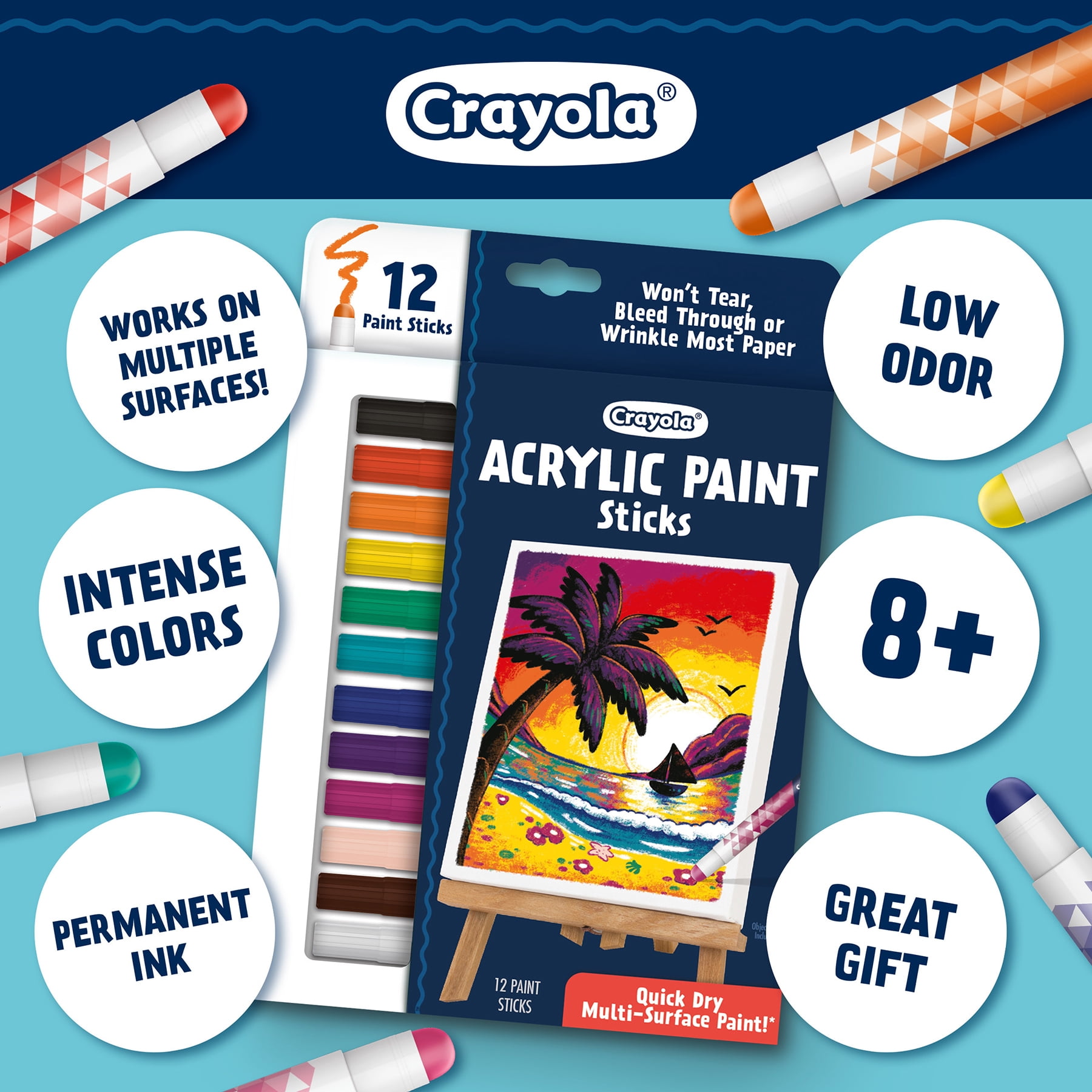 Crayola Acrylic Paint Doodle Sticks, 12 Per Pack, 2 Packs