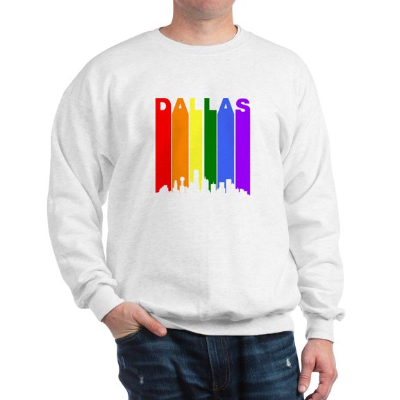 CafePress - Dallas Gay Pride Rainbow Cityscape Sweatshirt - Crew Neck Sweatshirt