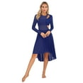 thumbnail image 2 of Doomiva Women Lyrical Dance Dress Long Sleeve Asymmetrical Hem Modern Contemporary Dance Dress Navy Blue XL, 2 of 7