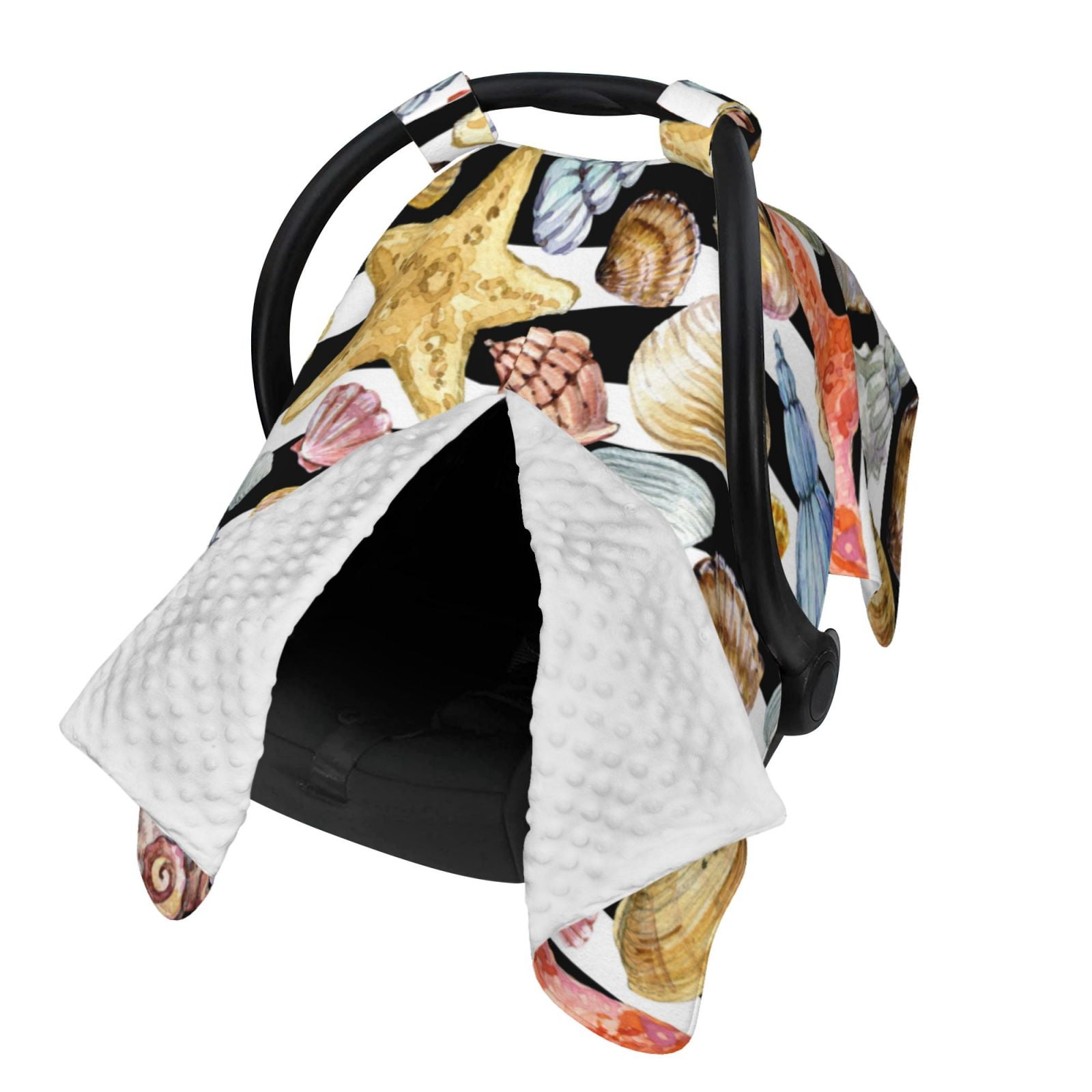 Naloa Sea Shell Baby Car Seat Cover, Breathable Baby Carrier Cover, Multiuse Baby Carrier Cover & Nursing Breastfeeding Cover