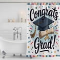 thumbnail image 2 of Polyester Fabric Black Blue Graduation Hat Shower Curtain, Funny Words Waterproof Bathtub Curtain Bathroom Decor Set with Hooks 36 x 72 Inches, 2 of 6