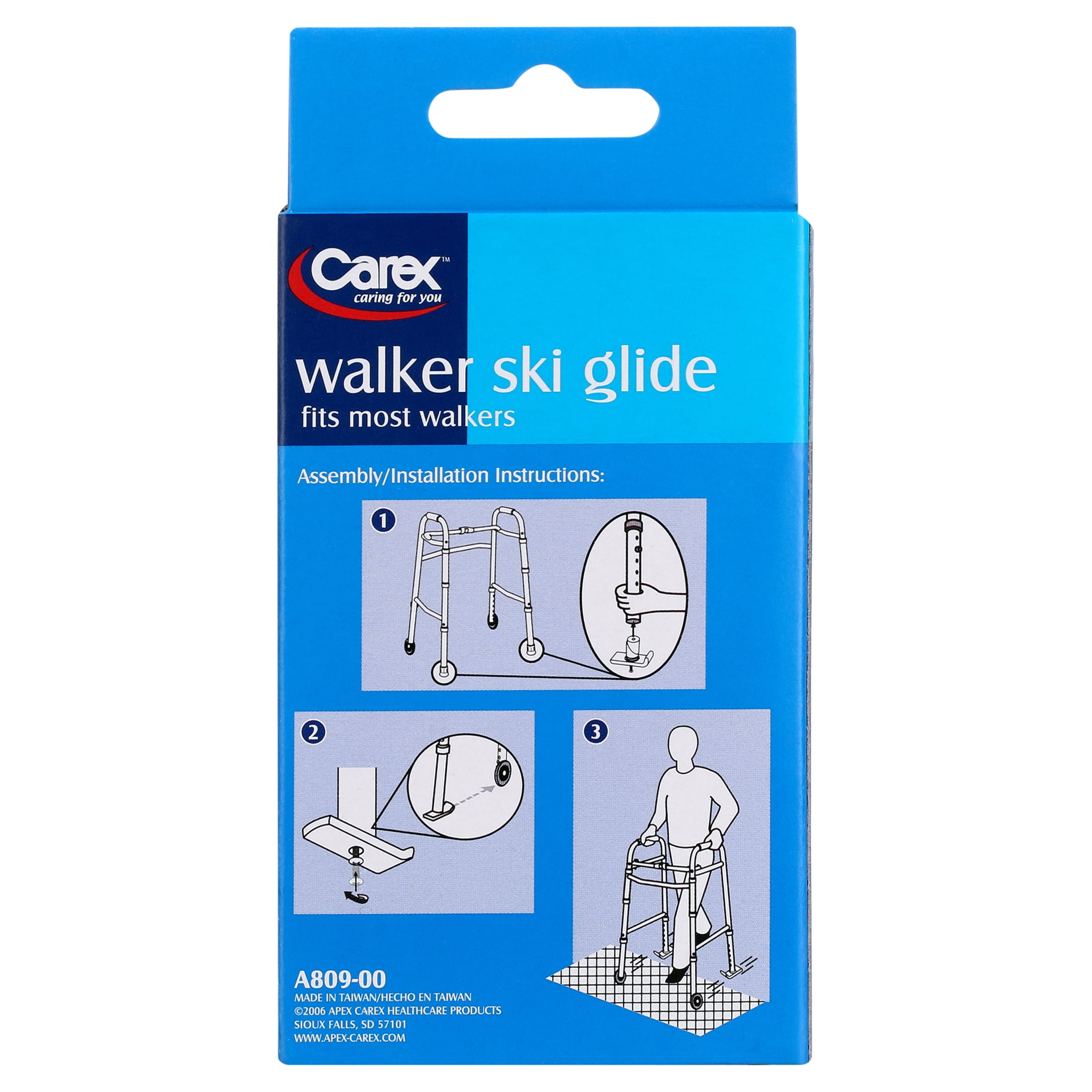 Carex Plastic Walker Ski Glides, Fits Most Walkers, Use Indoor or