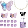 thumbnail image 2 of 14pcs Purple Roses Charms for Women Bogg Bags, Mix Butterfly Rose Flower Pearl Chain Decor Bogg Bag Charm Accessories Compatible with Simply Southern Beach Totes Handbags, 2 of 9