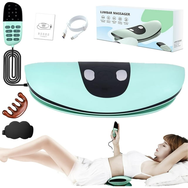 Back Therapy - Electric Heated Lumbar Massager for Lower Back Pain, 26° Rocking Lumbar Traction Massager, Back Stretcher with Heat/Vibration/Adjustable Traction, for Relaxation & Support