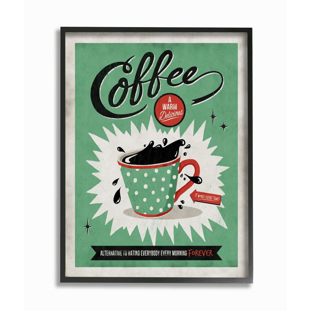 Stupell Industries Coffee Cure Vintage Comic Book Green Red Design Framed Wall Art by Ester Kay