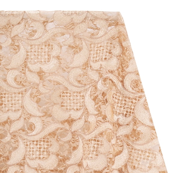 Zelouf Ines Sequin Embroidery Mesh , Sewing, DIY, Crafts Fabric by the Yard, Petal/sand, 3 Yard