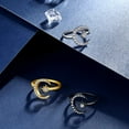 thumbnail image 3 of Star and Moon Adjustable Rings 18K Gold/Silver/Black Gun Plated Crescent Moon Stars Open Ring Jewelry for Women, 3 of 6