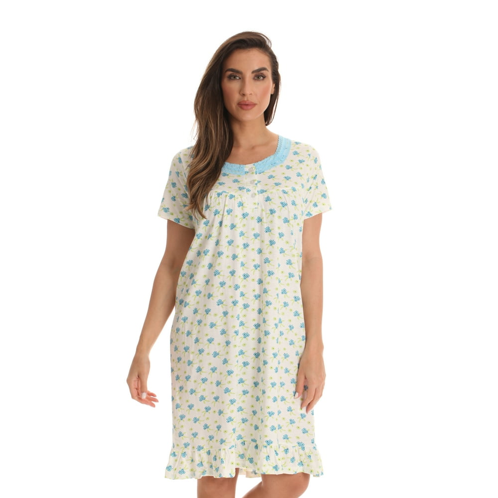 Dreamcrest - Dreamcrest 100% Cotton Short Sleeve Nightgown for Women ...