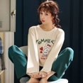 thumbnail image 1 of Conjunto de pijamas finos de 2 piezas para mujer, 2022 algodón, cuello redondo, conjuntos de pijamas para niñas, taza de té, gato, ropa de dormir completa, Tops para dormir sin ropa, 1 of 4