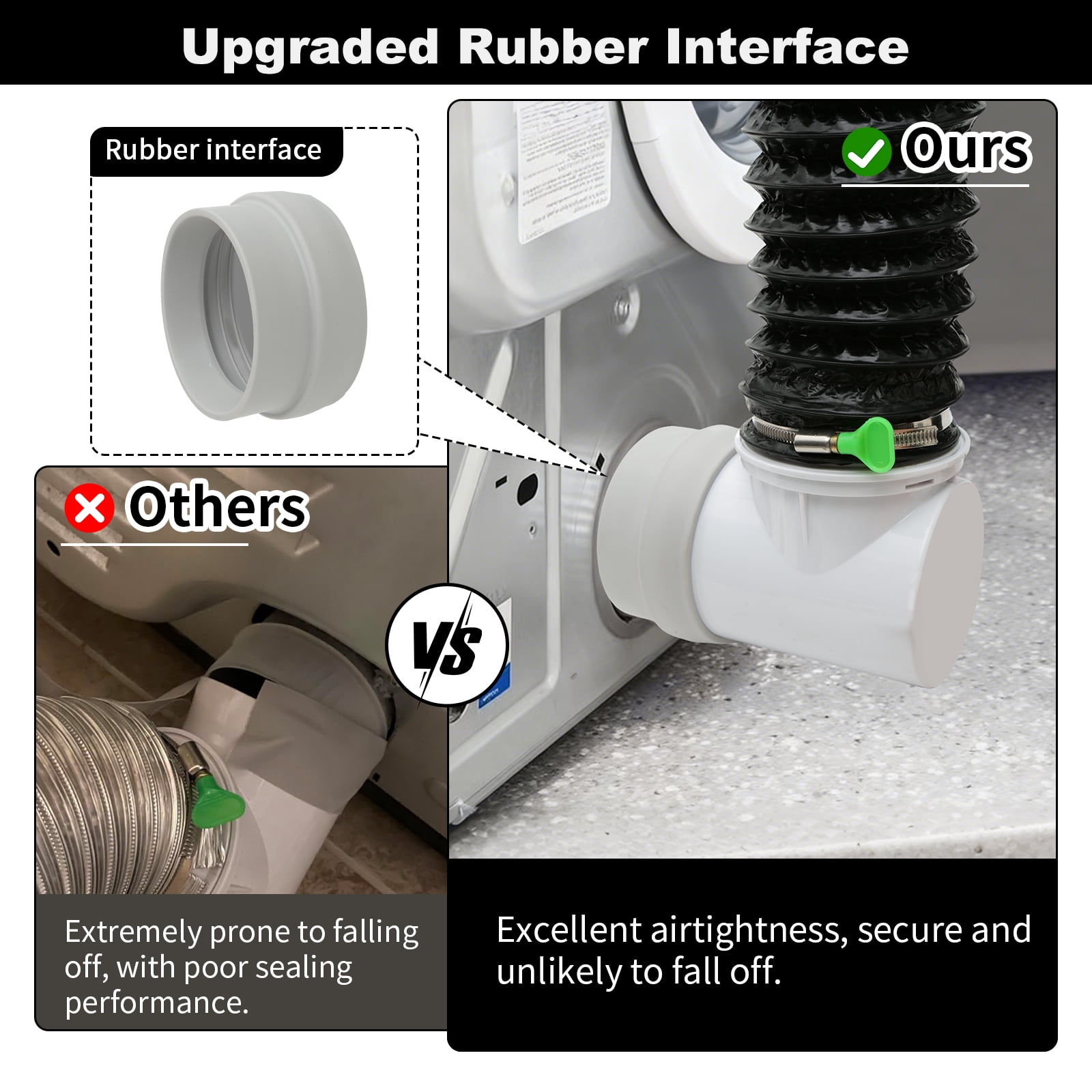 4in 8ft Dryer Vent Hose Kit with Rubber Seals & 90° Elbow for Tight Spaces