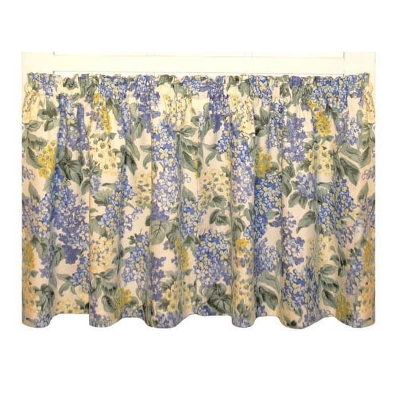 Ellis Hydrangea Classic Pattern Printed 1.5" Rod Pocket Window Tailored Tiers 68"x36" Blue