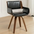 thumbnail image 4 of FOWEOAIU Modern Dining Chairs,Leather Upholstered Walnut Wood With rotation Kitchen Dining Chairs , Black (Set of 2), 4 of 10