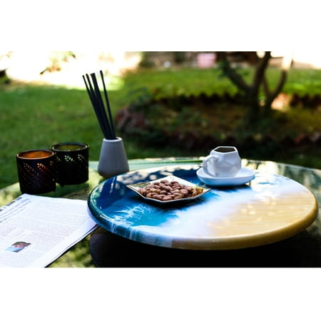 

Home Breezes Lazy Susan 15 -100% Natural Wood with Beautiful Resin Surface Home Décor