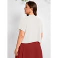 thumbnail image 6 of SHOWMALL Women's Plus Short Sleeve Bolero Shrug for Dresses Cropped Cardigan Open Front Summer Shoulder Cover Up White 5X, 6 of 7