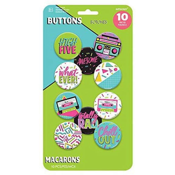 80's Party Buttons, 10 Ct.