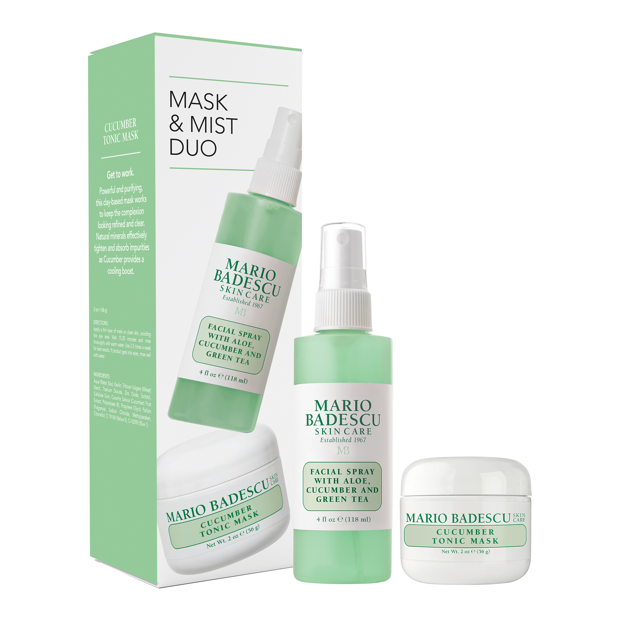 Mask & Mist Duo Cucumber, Facial Spray & Tonic Face Mask 2 pcs