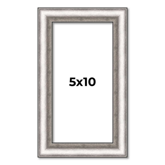 5x10 IN Frame Silver Real Wood Picture Frame Width 1.25 Inches | Interior Frame Depth 0.5 Inches |