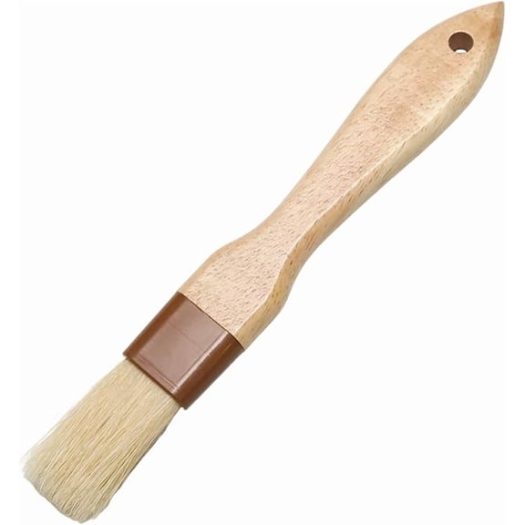 Pastry Brush, Basting Brush, 1-Piece Natural Boar Bristle BBQ Grill Mop with Solid Beech Wood Handle for Summer Campsite Grilling Sauce Glazing