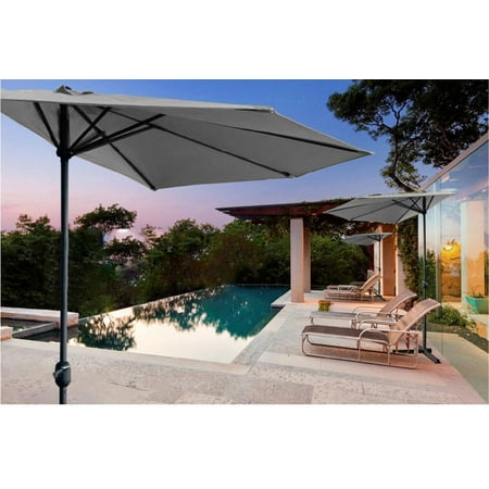 Balcony Umbrellas Mr.Garden 9ft Half Round Umbrella Patio Market Wall Balcony Door Window Sun Shade, Taupe ()