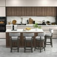 thumbnail image 3 of Gymax 4 PCS Swivel Counter Height Bar Stool Upholstered Barstool w/ Padded Back & Rubber Wood Legs, 3 of 8