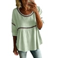 thumbnail image 2 of Womens Floral Babydoll Tops，Gauze Shirts For Women Peplum Tops For Women Womens Summer Tops Loose Fit Tunic Top 3/4 Puff Sleeve Pleated Blouse Peasant Blouses Office Work Tops S, 2 of 9